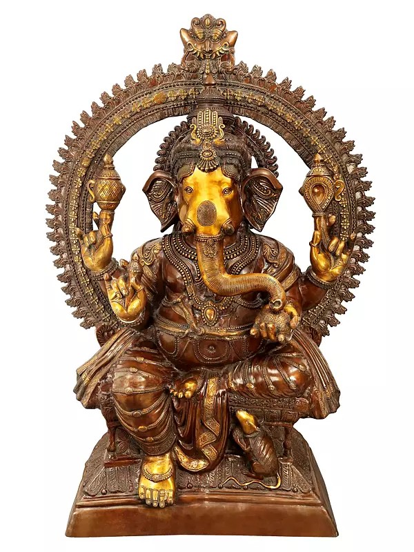 71" The Cosmic Glamour Of Lord Ganesha | Brass Statue | Handmade | Made In India