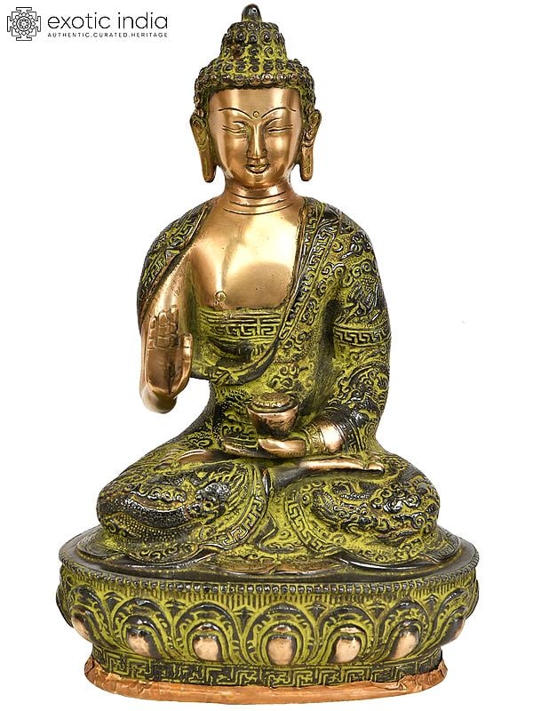 10" Lord Buddha in Vitark Mudra In Brass | Handmade | Made In India