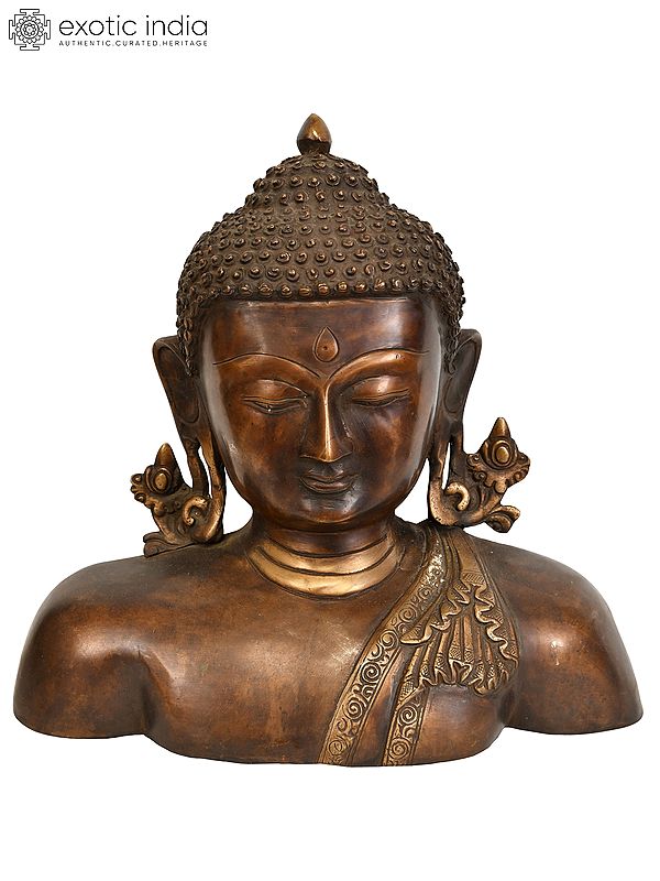 11" Lord Buddha Wall Hanging Bust In Brass | Handmade | Made In India