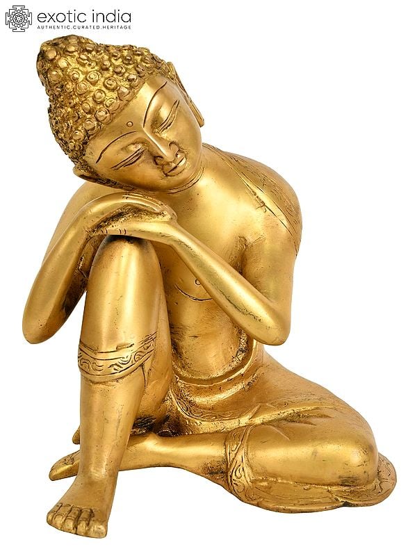 7" Tibetan Buddhist Deity - Thinking Buddha In Brass | Handmade | Made In India