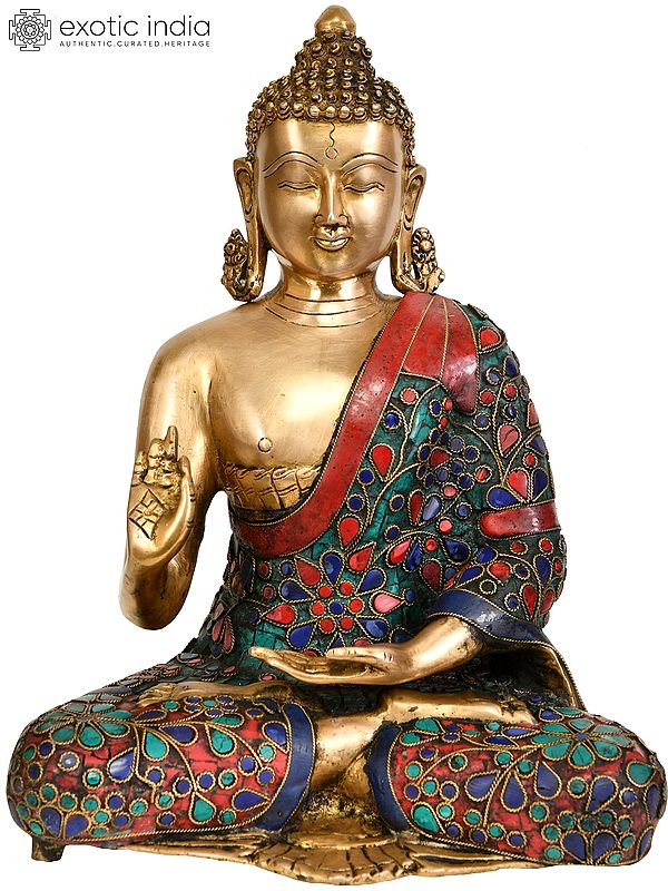 11" Lord Buddha Preaching His Dharma (Tibetan Buddhist Deity) In Brass | Handmade | Made In India