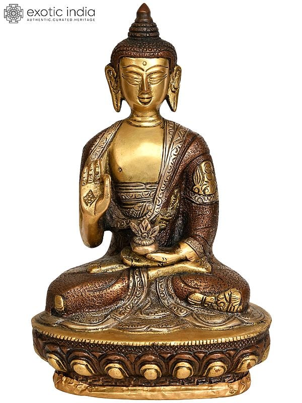 8" Lord Buddha Preaching His Dharma (Tibetan Buddhist Deity) In Brass | Handmade | Made In India