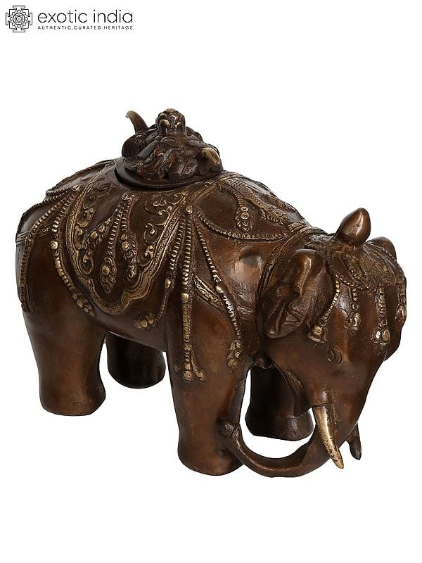 7" Elephant Incense Burner (Tibetan Buddhist) In Brass | Handmade | Made In India