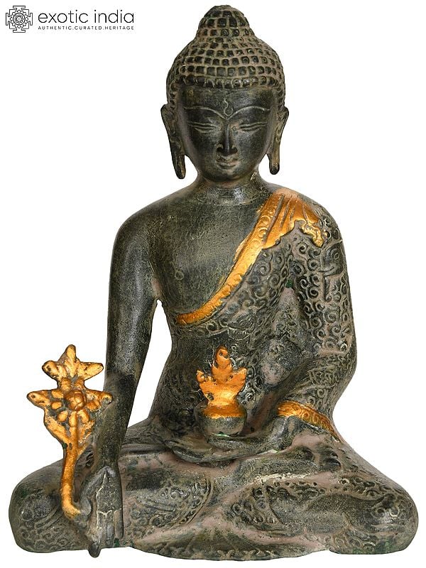 8" Tibetan Buddhist Deity - The Medicine Buddha In Brass | Handmade | Made In India