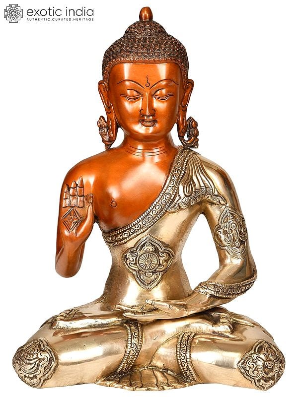 12" Lord Buddha in Abhaya Mudra (Tibetan Buddhist Deity) In Brass | Handmade | Made In India