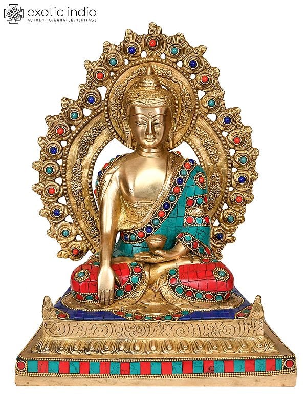 11" Enthroned Vajrasana Buddha In Brass | Handmade | Made In India