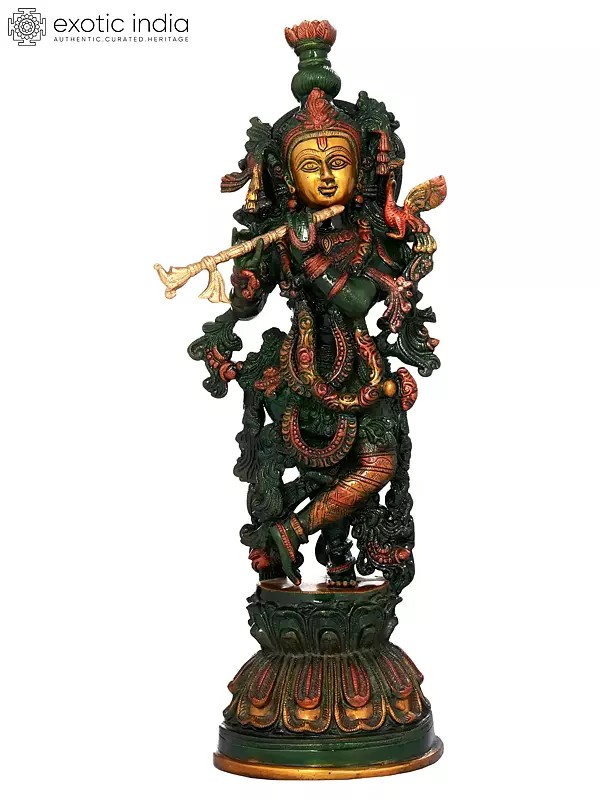 20" Murli Krishna Brass Statue | Handmade | Made in India