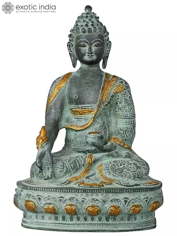 12" Medicine Buddha Brass Sculpture | Handmade | Made in India