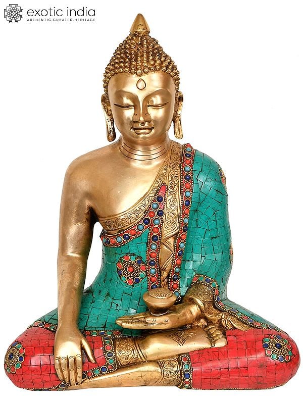 14" Lord Buddha in Bhumisparsha Mudra In Brass | Handmade | Made In India