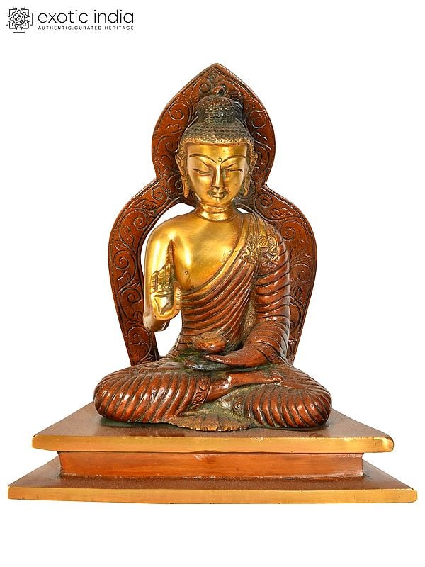 7" Tibetan Buddhist Deity Buddha in Vitark Mudra In Brass | Handmade | Made In India