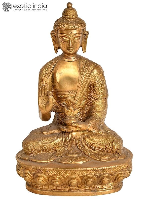 8" Tibetan Buddhist Lord Buddha in Preaching Mudra In Brass | Handmade | Made In India