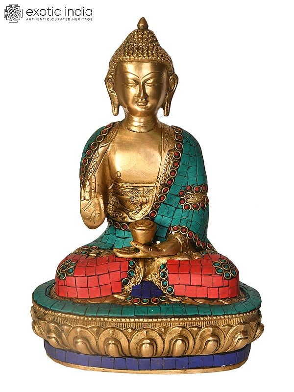 9" Tibetan Buddhist Deity Preaching Buddha In Brass | Handmade | Made In India