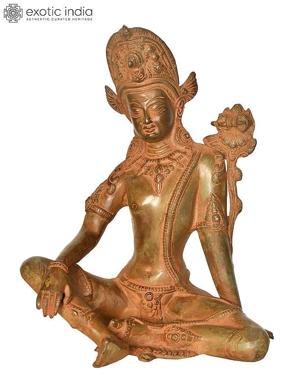 10" Avalokiteshvara Brass Sculpture | Handmade Tibetan Buddhist Deity Idol