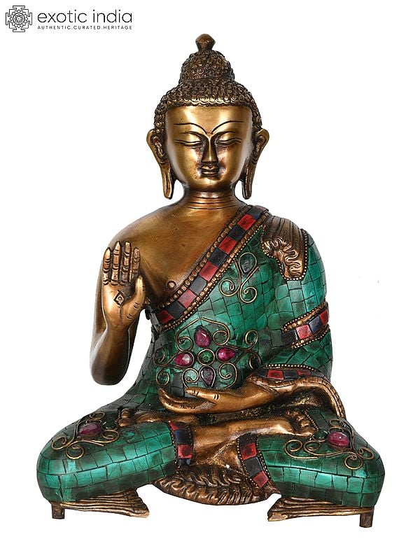 11" Lord Buddha Granting Abhaya (Tibetan Buddhist) In Brass | Handmade | Made In India