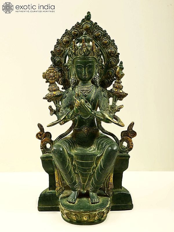 12" Tibetan Buddhist Deity Maitreya - The Future Buddha | Handmade Brass Statue