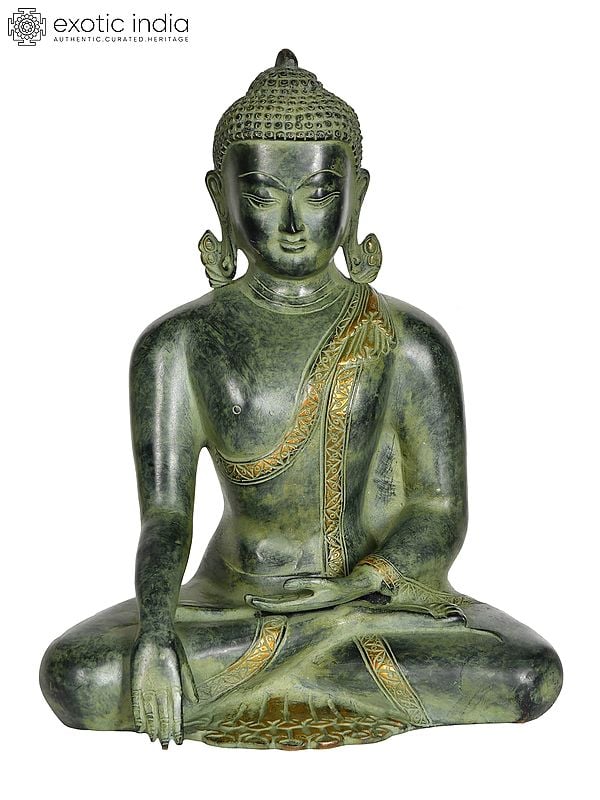 12" Lord Buddha in Earth Touching Gesture In Brass | Handmade | Made In India