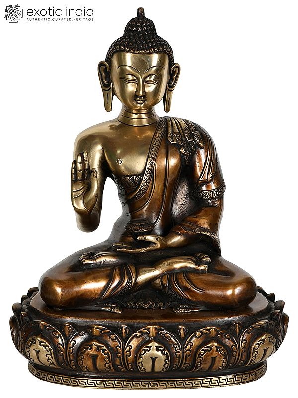 13" Lord Buddha in Preaching Mudra (Tibetan Buddhist) In Brass | Handmade | Made In India