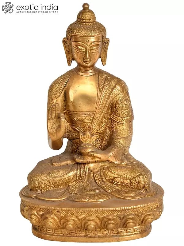 8" Tibetan Buddhist Deity Healing Buddha In Brass | Handmade | Made In India