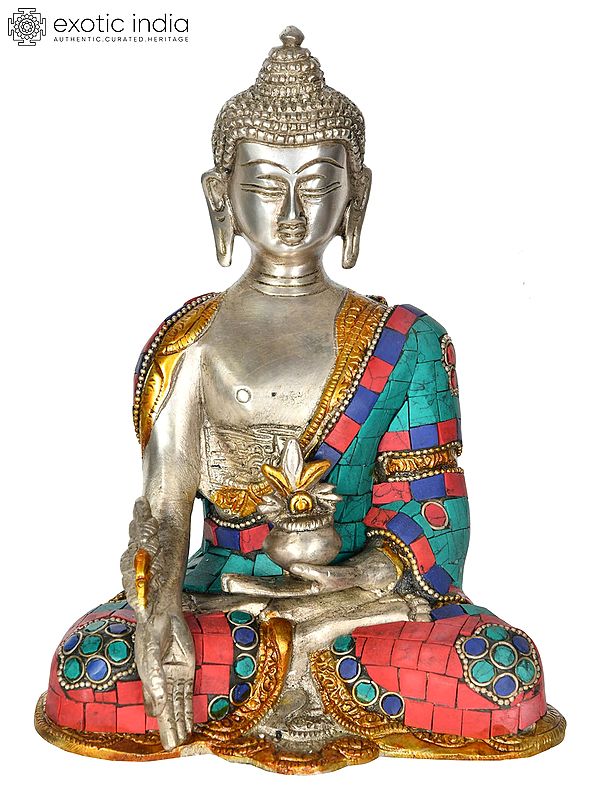 7" Medicine Buddha in Padamasana (Tibetan Buddhist) In Brass | Handmade | Made In India