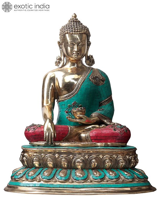 20" Bhumisparsha Buddha Brass Statue | Tibetan Buddhist Art | Handmade in India