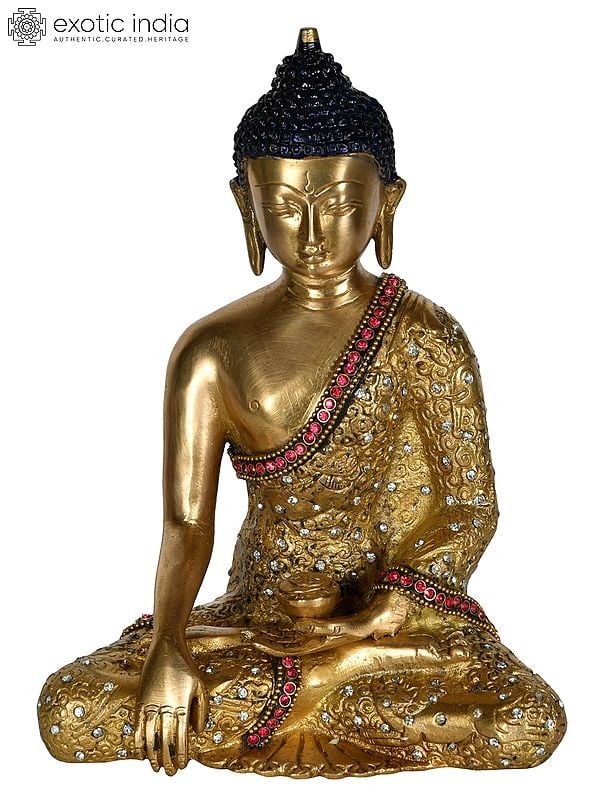 8" Lord Buddha in Earth Touching Gesture In Brass | Handmade | Made In India