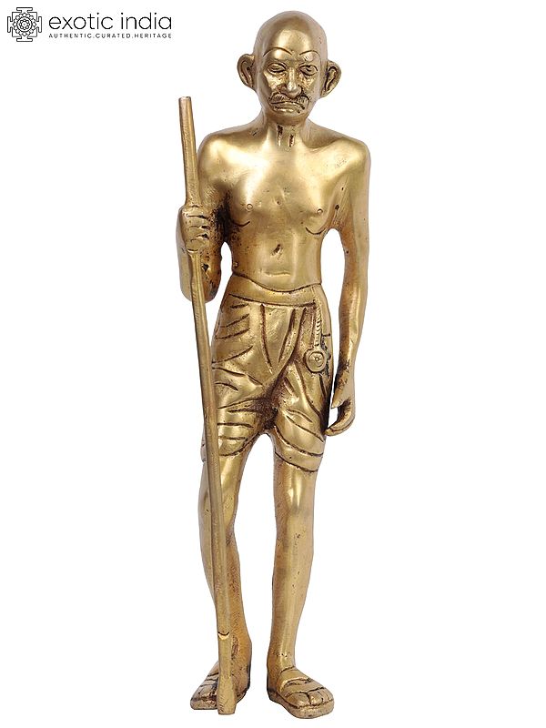 11" Mahatma Gandhi Statue in Brass | Handmade | Made in India