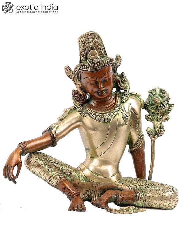 10" Tibetan Buddhist Deity Avalokiteshvara In Brass | Handmade | Made In India