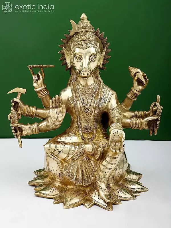 16" Goddess Varahi In Brass | Handmade | Made In India