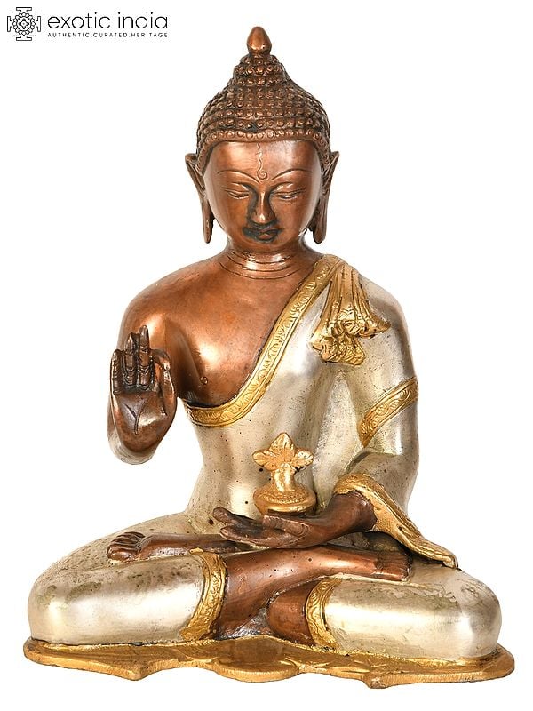 10" Tibetan Buddhist Preaching Buddha In Brass | Handmade | Made In India