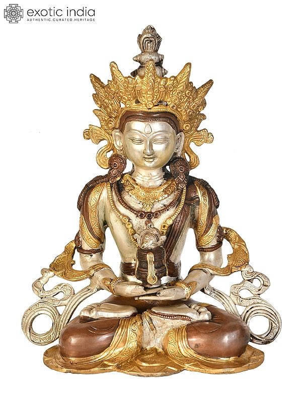 14" Tibetan Buddhist Deity Amitabha The Buddha of Infinite Life In Brass | Handmade | Made In India