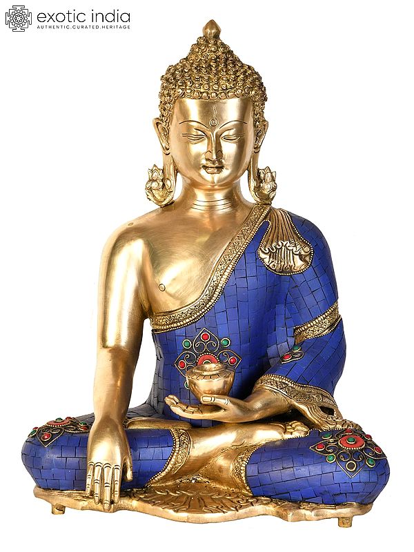 16" Buddha Idol in Bhumisparsha Mudra | Handmade Buddhist Deity Brass Statue | Made in India