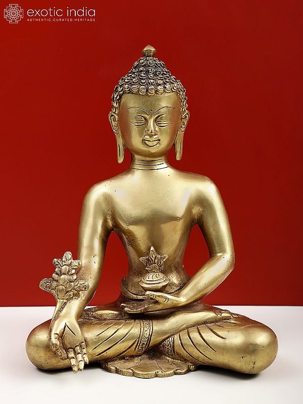 9" Tibetan Buddhist Medicine Buddha In Brass