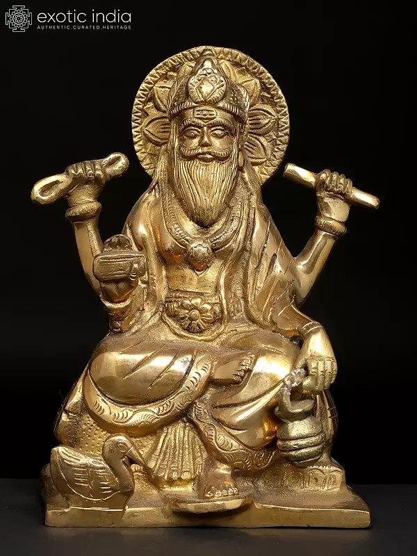 7" Brass Vishwakarma Ji Statue | Handmade | Made in India