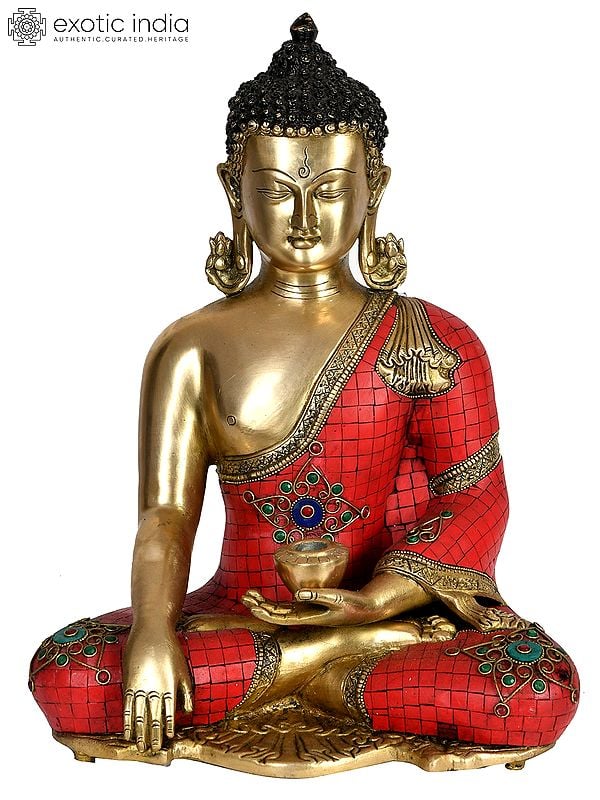 16" Tibetan Buddhist Lord Buddha in Earth Touching Gesture In Brass | Handmade | Made In India