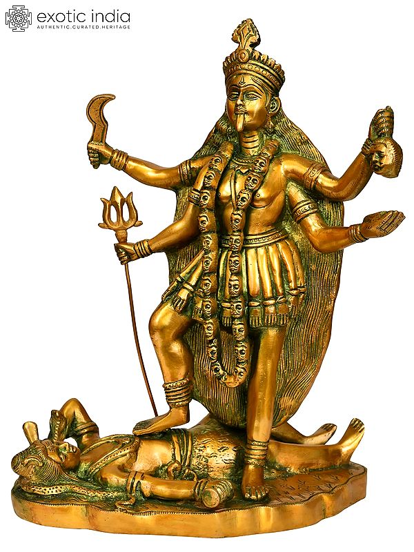 14" Goddess Kali In Brass | Handmade | Made In India
