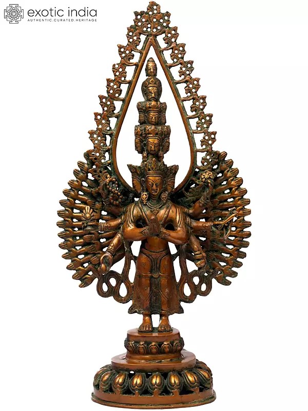 19" Avalokiteshvara Brass Statue – Tibetan Deity of Infinite Compassion | Handmade in India