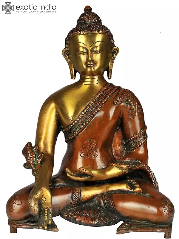 11" The Medicine Buddha (Tibetan Buddhist Deity) In Brass | Handmade | Made In India