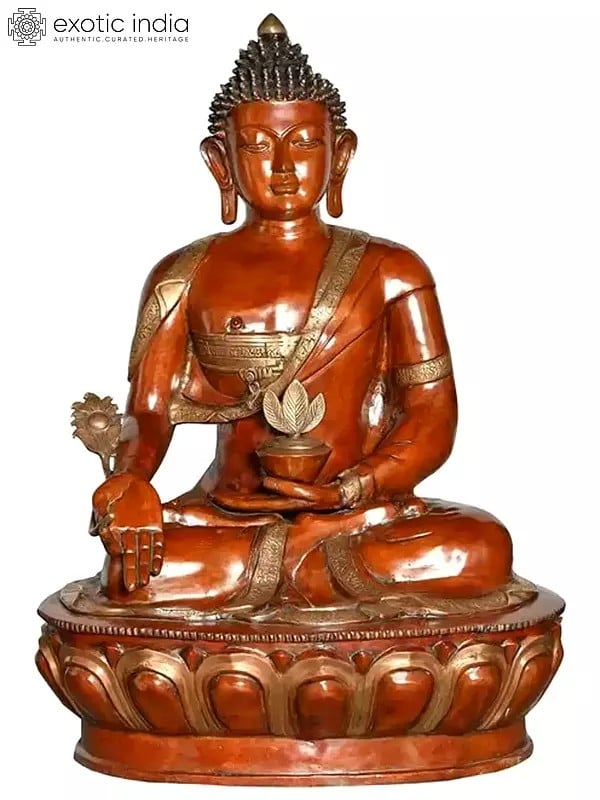 45" Large Size Tibetan Buddhist Medicine Buddha Brass Statue | Handmade | Made in India