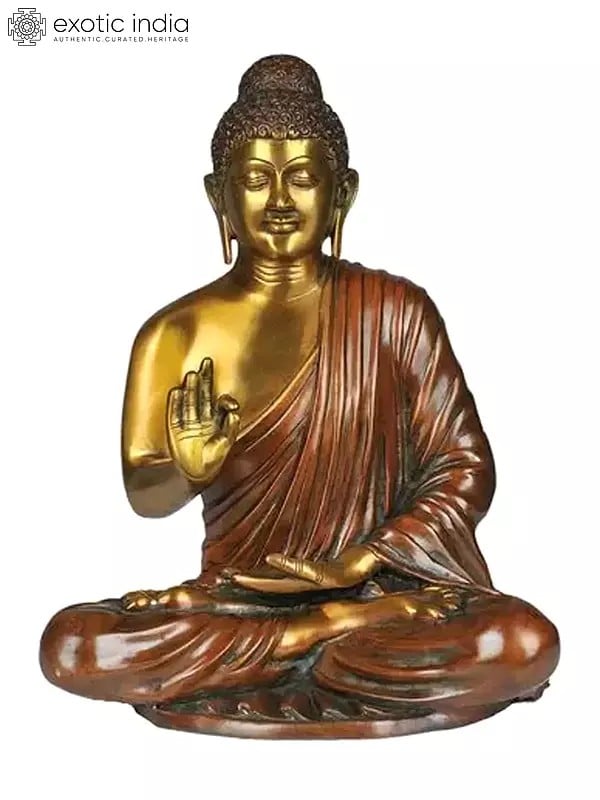 17" Lord Buddha Interpreting His Dharma | Handmade Brass Statue