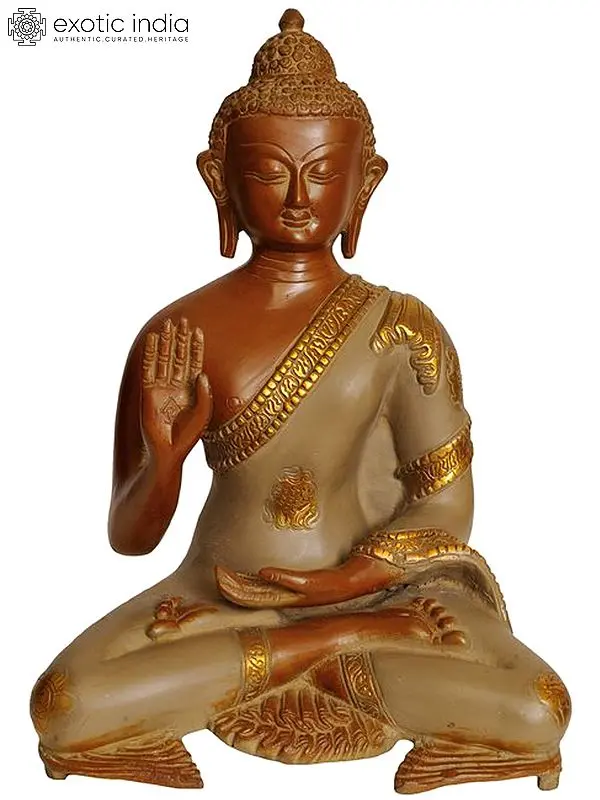 11" Blessing Buddha In Brass | Handmade | Made In India