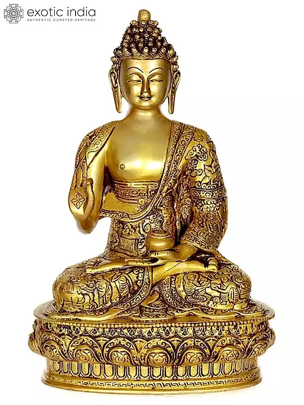 12" Lord Buddha - Tibetan Buddhist In Brass | Handmade | Made In India