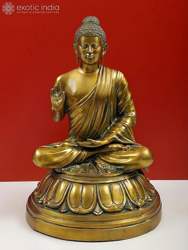 22" The Preaching Buddha In Brass | Handmade | Made In India