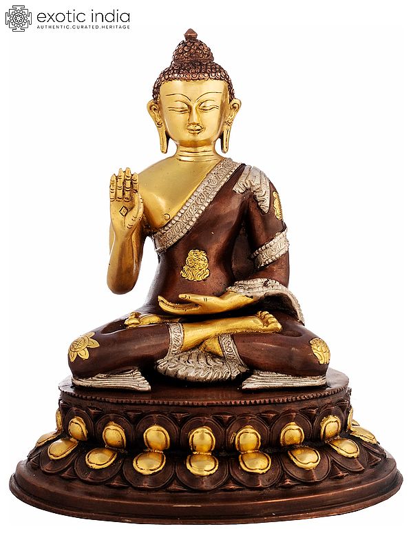 13" Lord Buddha Granting Abhaya | Handmade Brass Statue | Made In India