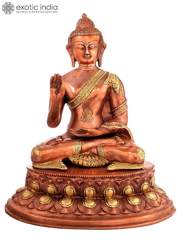 13" Lord Buddha Granting Abhaya In Brass | Handmade | Made In India