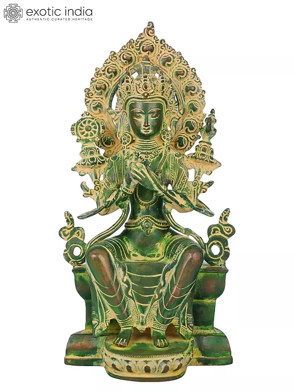 11" Maitreya Buddha Brass Sculpture – Tibetan Buddhist Future Buddha | Handmade in India