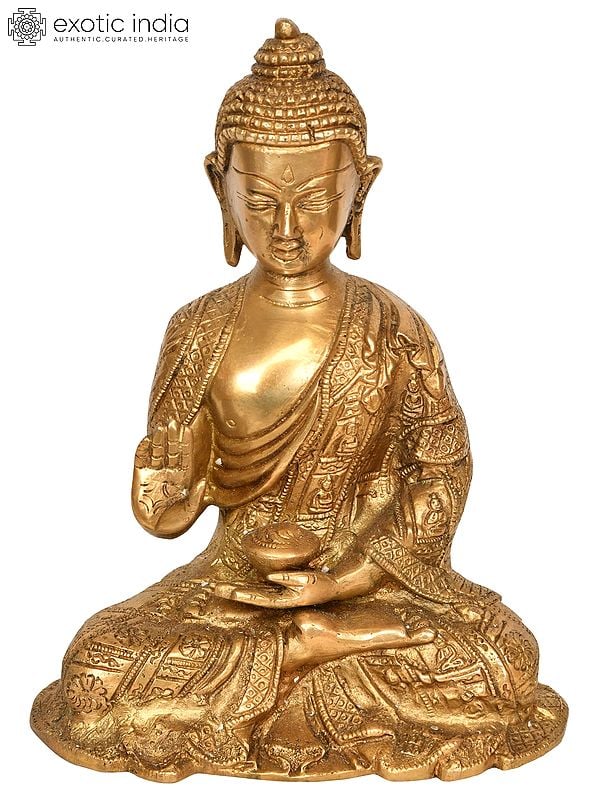 7" Buddha, Generous With Blessings In Brass | Handmade | Made In India