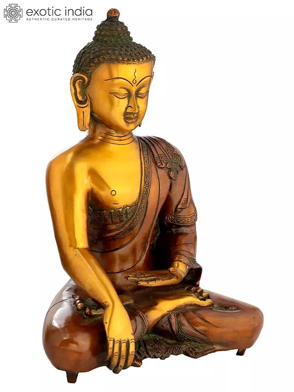 11" Lord Buddha in Bhumisparsha Mudra In Brass | Handmade | Made In India