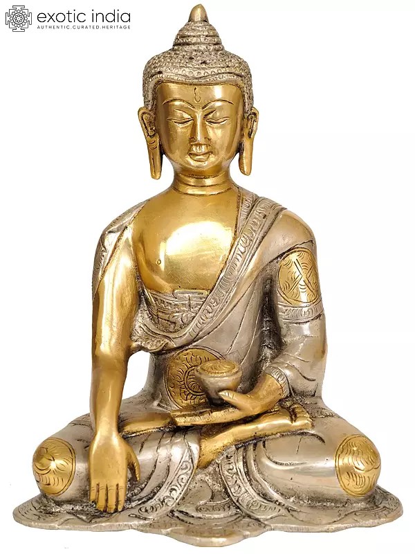 8" Lord Buddha Seated in Earth Witness Gesture In Brass | Handmade | Made In India