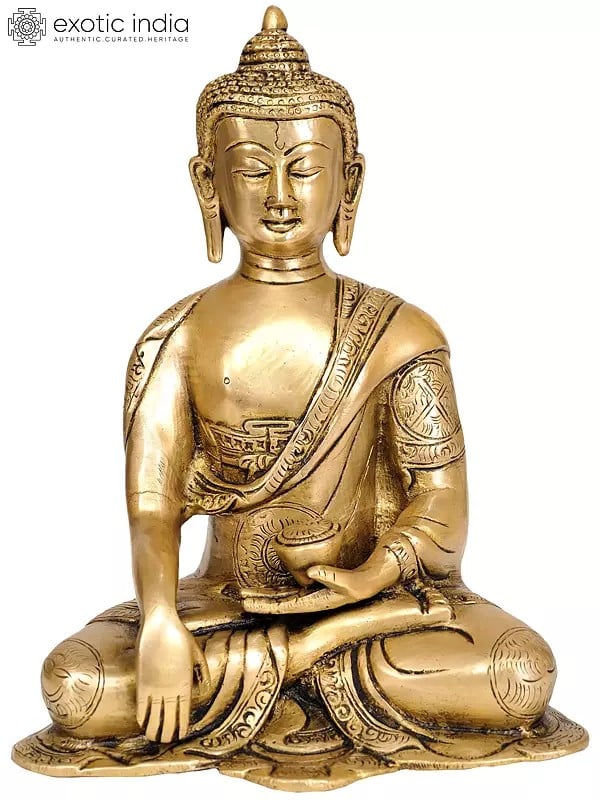 8" Lord Buddha Seated in Earth Witness Gesture In Brass | Handmade | Made In India