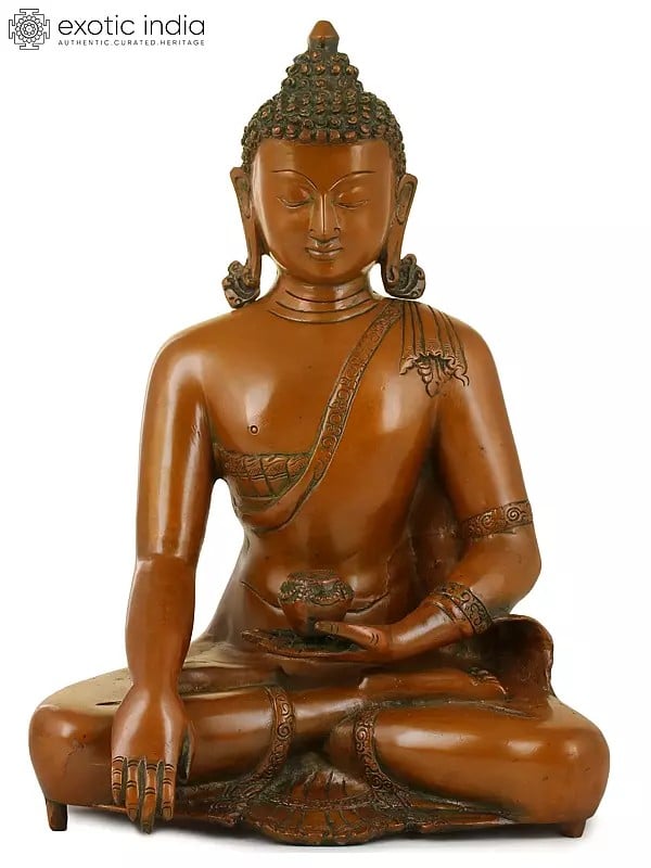 11" The Buddha in Bhumisparsha Mudra In Brass | Handmade | Made In India